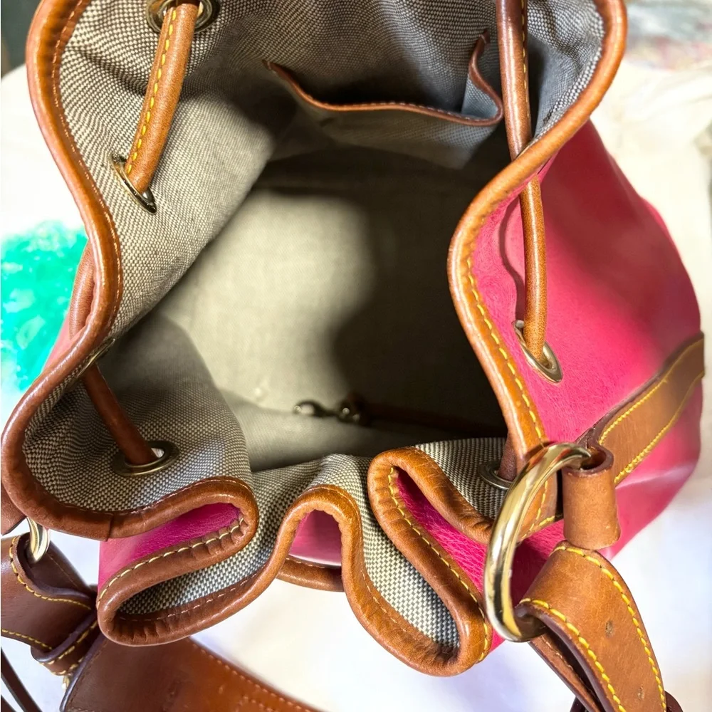 Dooney & Bourke red and Brown vintage bucket Bag